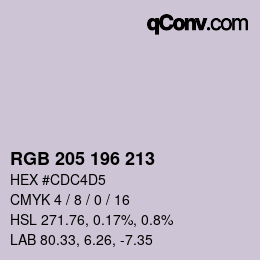 Farbcode: RGB 205 196 213 | qconv.com