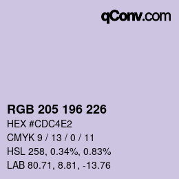 カラーコード: RGB 205 196 226 | qconv.com