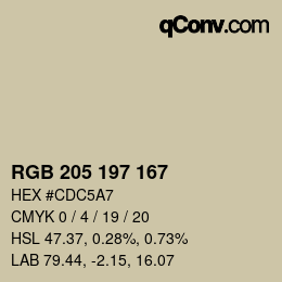 Color code: RGB 205 197 167 | qconv.com