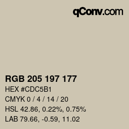 颜色代码: RGB 205 197 177 | qconv.com