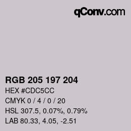 颜色代码: RGB 205 197 204 | qconv.com