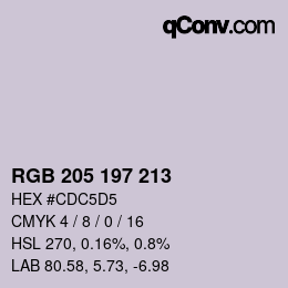 Farbcode: RGB 205 197 213 | qconv.com