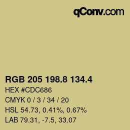 カラーコード: RGB 205 198.8 134.4 | qconv.com
