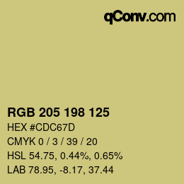 Color code: RGB 205 198 125 | qconv.com
