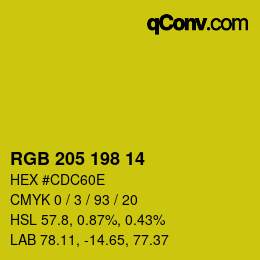 Color code: RGB 205 198 14 | qconv.com