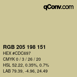 Color code: RGB 205 198 151 | qconv.com