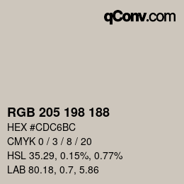 Código de color: RGB 205 198 188 | qconv.com