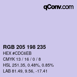 Color code: RGB 205 198 235 | qconv.com