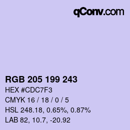 Color code: RGB 205 199 243 | qconv.com