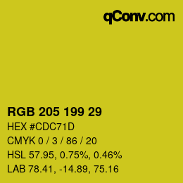 Color code: RGB 205 199 29 | qconv.com