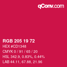 颜色代码: RGB 205 19 72 | qconv.com