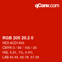 カラーコード: RGB 205 20.2 0 | qconv.com