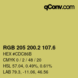 カラーコード: RGB 205 200.2 107.6 | qconv.com