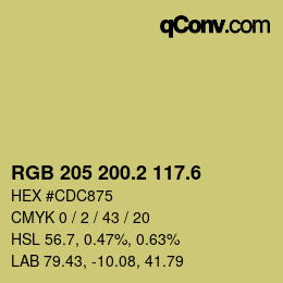 カラーコード: RGB 205 200.2 117.6 | qconv.com