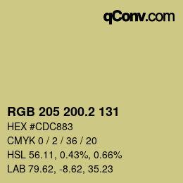 カラーコード: RGB 205 200.2 131 | qconv.com