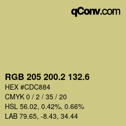 カラーコード: RGB 205 200.2 132.6 | qconv.com