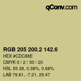 カラーコード: RGB 205 200.2 142.6 | qconv.com