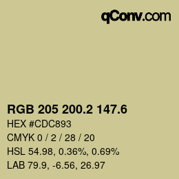 カラーコード: RGB 205 200.2 147.6 | qconv.com