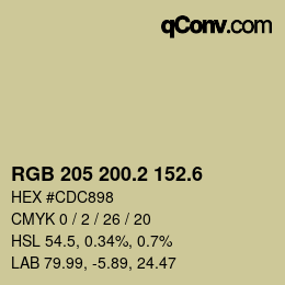 カラーコード: RGB 205 200.2 152.6 | qconv.com