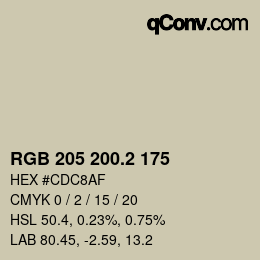 カラーコード: RGB 205 200.2 175 | qconv.com