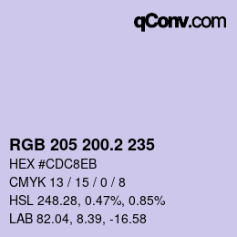 カラーコード: RGB 205 200.2 235 | qconv.com