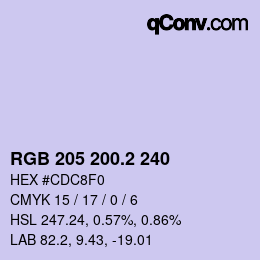 カラーコード: RGB 205 200.2 240 | qconv.com