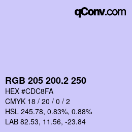 カラーコード: RGB 205 200.2 250 | qconv.com