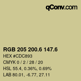 カラーコード: RGB 205 200.6 147.6 | qconv.com