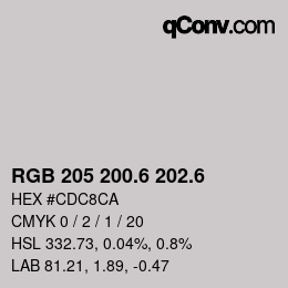 カラーコード: RGB 205 200.6 202.6 | qconv.com