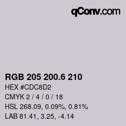 カラーコード: RGB 205 200.6 210 | qconv.com