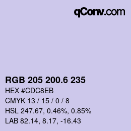 カラーコード: RGB 205 200.6 235 | qconv.com