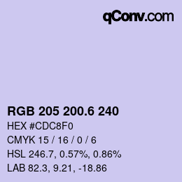 カラーコード: RGB 205 200.6 240 | qconv.com
