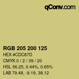 Color code: RGB 205 200 125 | qconv.com
