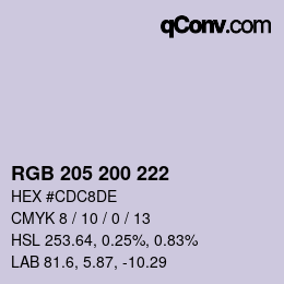 Farbcode: RGB 205 200 222 | qconv.com