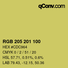 Color code: RGB 205 201 100 | qconv.com