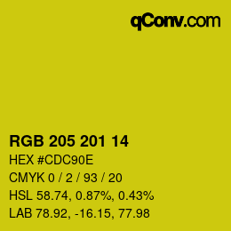 Color code: RGB 205 201 14 | qconv.com