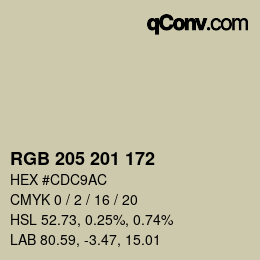 カラーコード: RGB 205 201 172 | qconv.com
