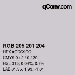 Code couleur: RGB 205 201 204 | qconv.com