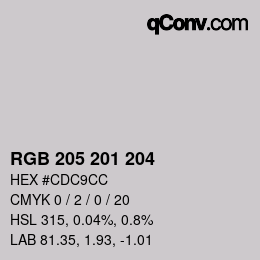 颜色代码: RGB 205 201 204 | qconv.com