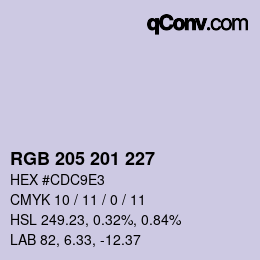 Color code: RGB 205 201 227 | qconv.com