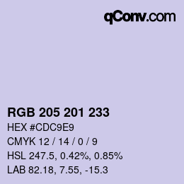 Color code: RGB 205 201 233 | qconv.com