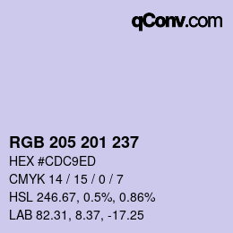 Color code: RGB 205 201 237 | qconv.com