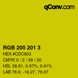 Color code: RGB 205 201 3 | qconv.com