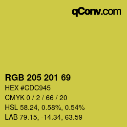 Color code: RGB 205 201 69 | qconv.com