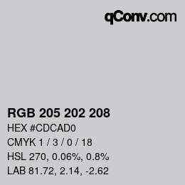 Code couleur: RGB 205 202 208 | qconv.com