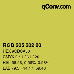 颜色代码: RGB 205 202 80 | qconv.com
