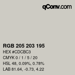 Code couleur: RGB 205 203 195 | qconv.com