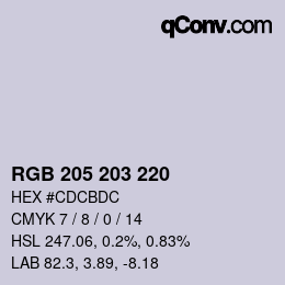 カラーコード: RGB 205 203 220 | qconv.com