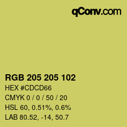 颜色代码: RGB 205 205 102 | qconv.com