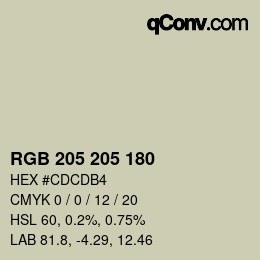 カラーコード: RGB 205 205 180 | qconv.com